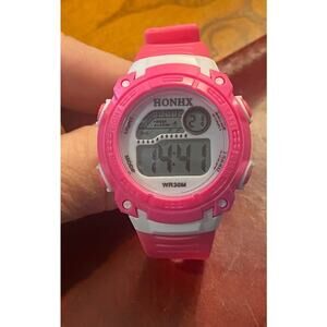 Women's 40mm Pink Resin Honhx Alarm Watch, WR 30M